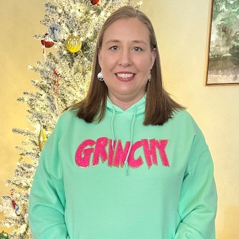 GRINCHY Hoodie Sweatshirt - Mint Green, Pink & Gold Colorblock